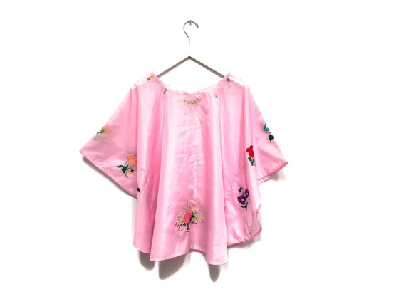 Vintage Dusty Rose Embroidered Blouse / Light Pin… - image 2