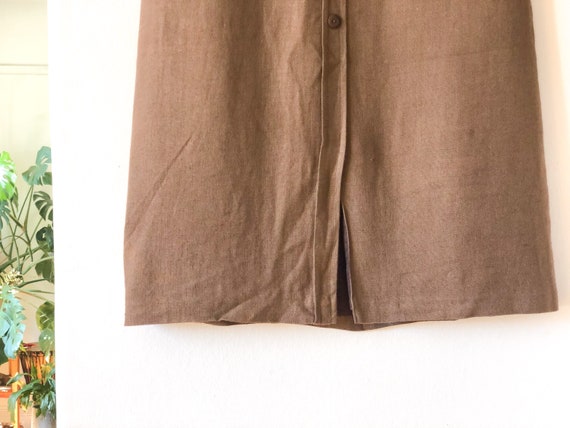 Vintage 60s Tan Button Front High Waist Skirt 26 … - image 10