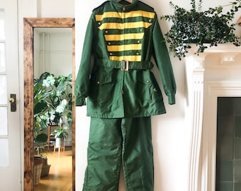 Vintage 60s Srgt Peppers Beatles Green and Yellow Marching Band One Piece Retro Ski Snowsuit