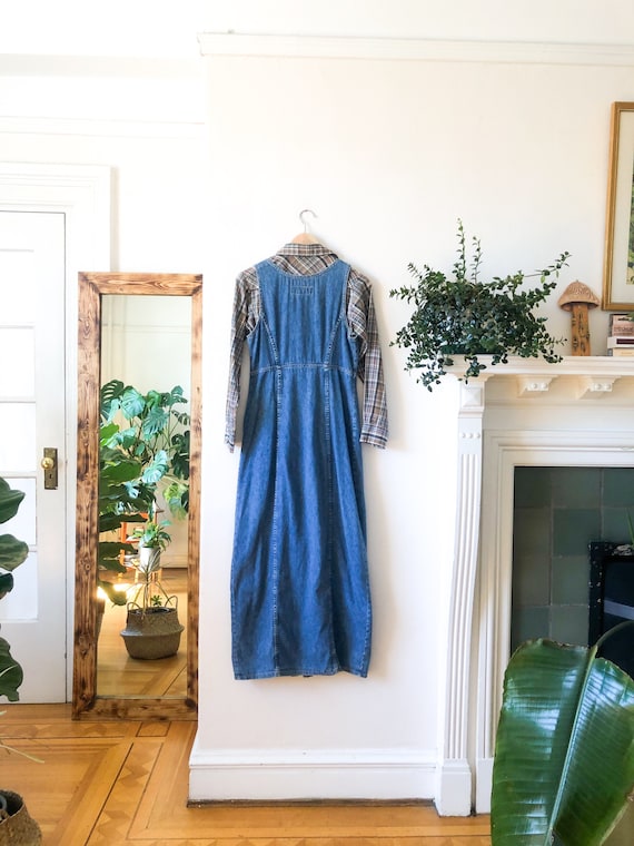 Vintage 90s Denim Overall Jean Dress S - image 2