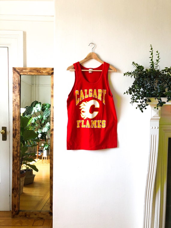 Vintage 80s Calgary Flames Red Graphic Print Tank… - image 6