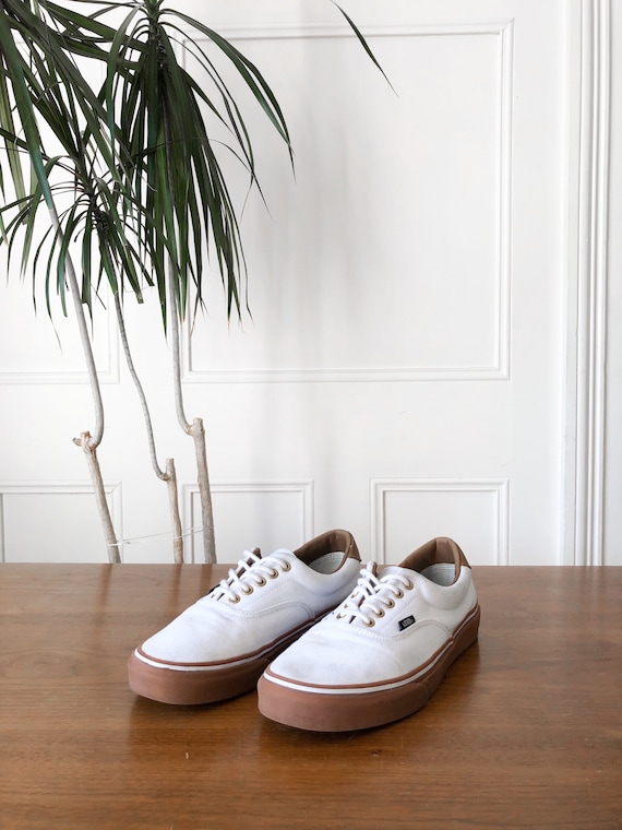 Classic White Canvas Low Top Sneakers by Vans