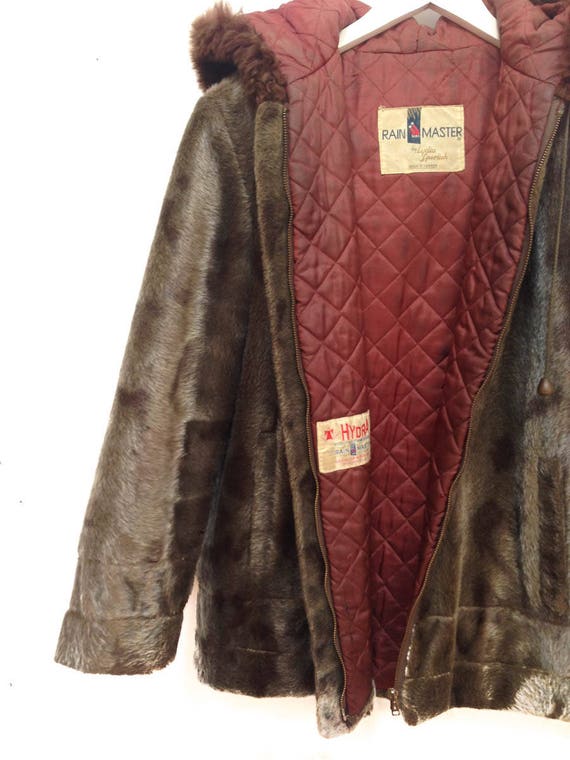 Vintage 50s Fur Coat / Rain Master Fur Bomber wit… - image 3