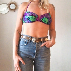 Vintage jaren &#39;80 bikinitop / jaren &#39;80 haltertop S