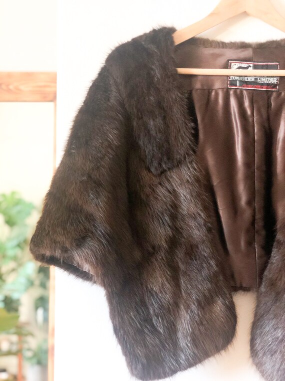 Vintage 50s Dark Brown Fur Stole / Elegant Timele… - image 8