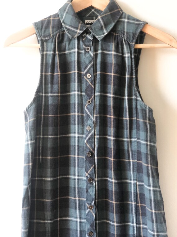 Vintage** 90s Plaid Sleeveless Grunge Punk Rock B… - image 3