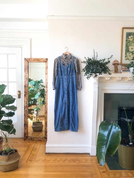 Vintage 90s Denim Overall Jean Dress S - image 1