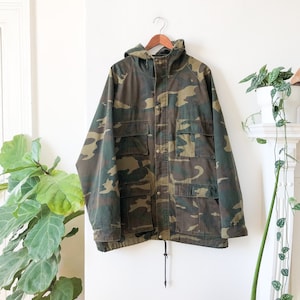 Vintage 90s Long Camouflage Cotton Jacket XL