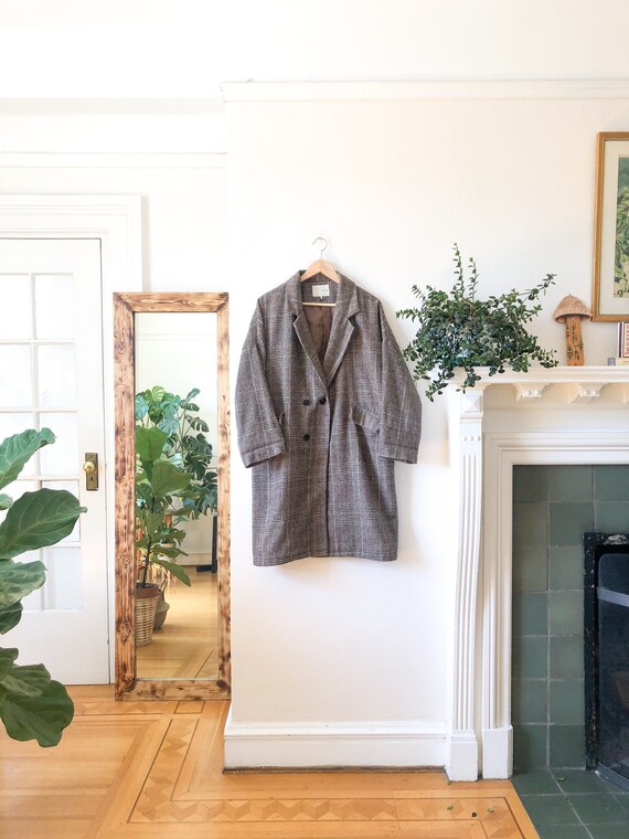 Vintage 90s Tweed Plaid Oversized Coat