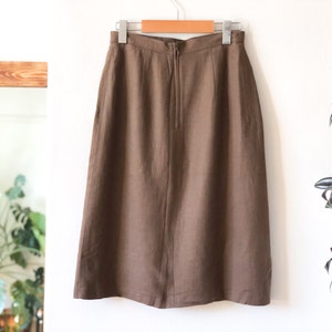 Vintage 60s Tan Button Front High Waist Skirt 26 / Tan Cargo Safari Skirt / Button Front Cargo Military High Waist Skirt 26 image 7