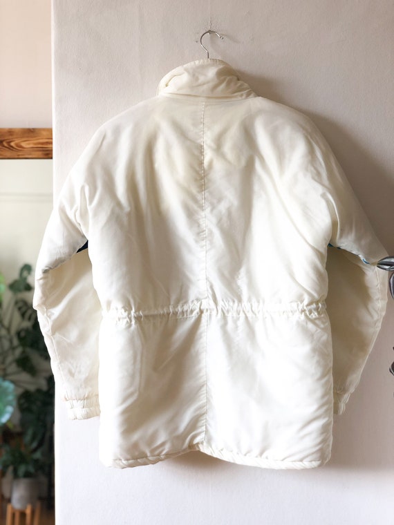 Vintage 70s White Color Blocked Puffer Jacket / 8… - image 4