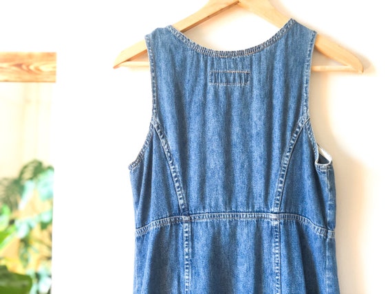 Vintage 90s Denim Overall Jean Dress S - image 8