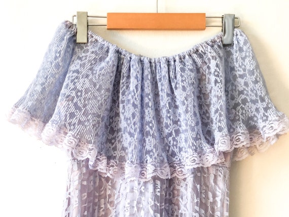 Vintage 70s Lavender Pastel Purple Lace Cold Shou… - image 5