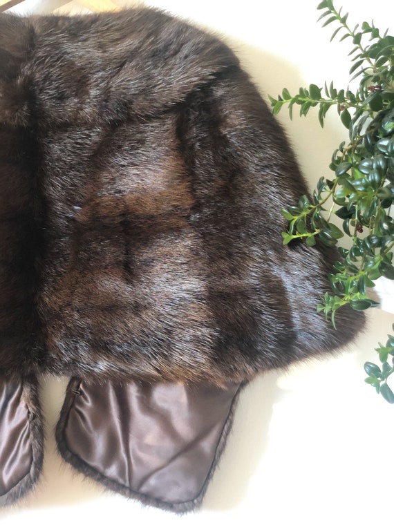 Vintage 50s Dark Brown Fur Stole / Elegant Timele… - image 7