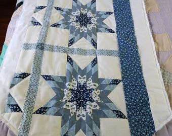 Beautiful Blue & White Quilted Table Runner