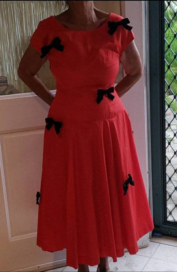 Adorable unique vintage 50s Holiday dress - image 10