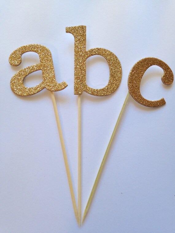 Items similar to Letter Cake Topper / Gold Glitter on Etsy