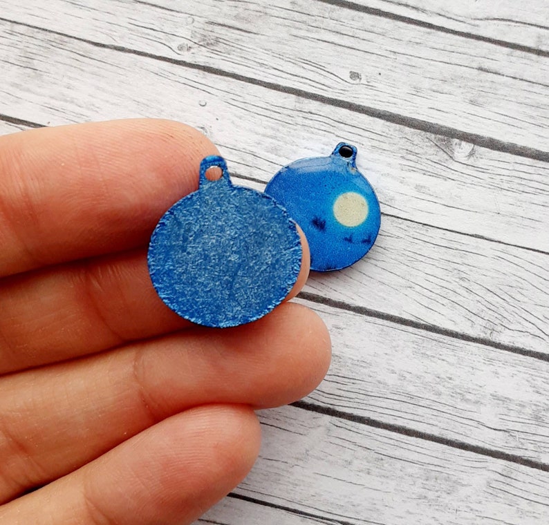 Santa sleigh winter sky bauble blue charms wooden tile beads resin components Xmas holiday jewellery supplies jewelry earring