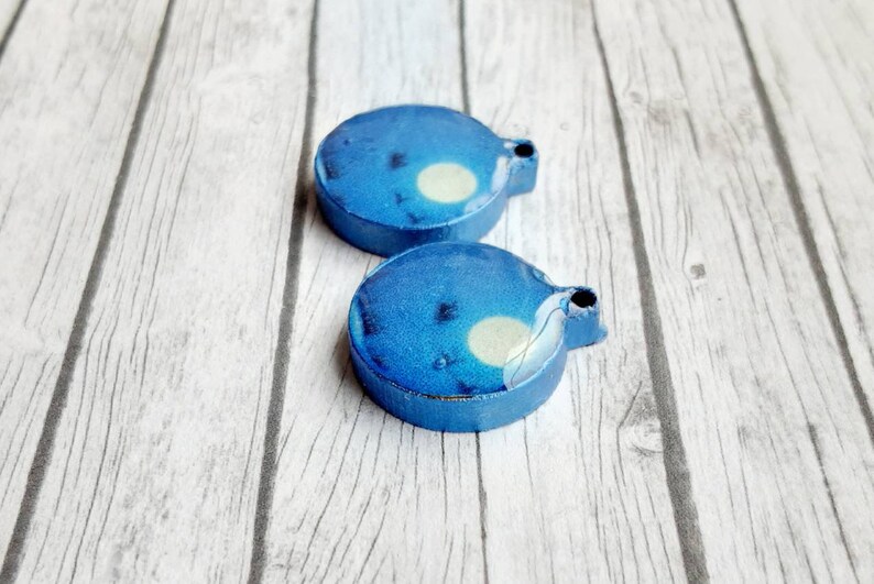 Santa sleigh winter sky bauble blue charms wooden tile beads resin components Xmas holiday jewellery supplies jewelry earring