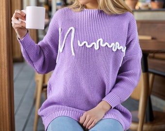 Embroidered Mama Sweatshirt, Personalized Sweater for Mom, Custom Mama Name Sweater, Mothers Day Gift for Her, New Mum Gift, Gift for Mom