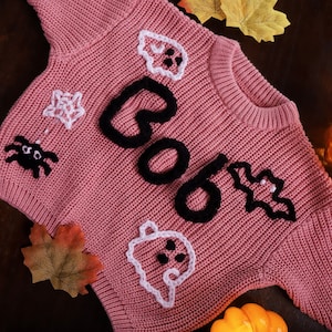 Baby Halloween Costume, Personalized Halloween Sweater, Embroidered Kid&#39;s Sweater, Toddler Sweater, Holiday Gifts, Custom Halloween Outfit