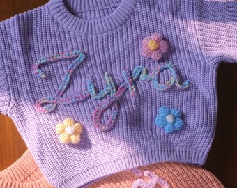 Custom Embroidered Baby Sweater, Personalized Baby Name Sweater, Cute Baby Girls Sweater With Name, Baby Shower Gift, 1st Birthday Gift Baby