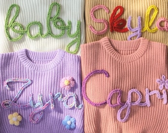 Personalisierter Baby-Mädchen-Pullover, besticktes Sweatshirt, personalisierter Neugeborenen-Pullover, Baby-Pullover mit Namen, Neugeborene-Geschenke, Geschenk für Baby