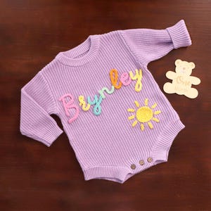 Personalized Embroidered Baby Romper, Custom Baby Name Romper, Knitted Newborn Romper, First Birthday Outfit, Baby Infant Bodysuit,Baby Gift