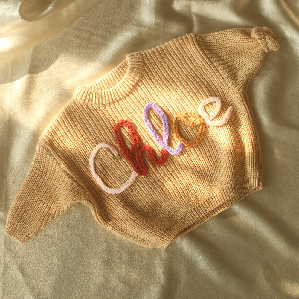 Baby Gift Personalized Baby Sweater, Custom Name Sweater Baby, Embroidery Name Sweater, Newborn Sweater, Chunky Knit Baby Sweater, Christmas Baby Gift Baby Sweater