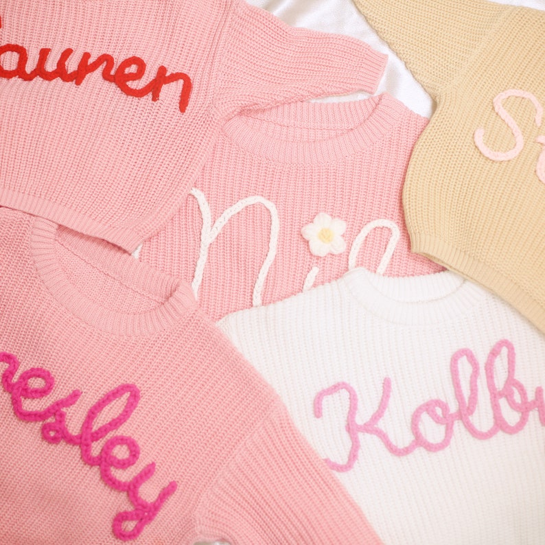 Personalized Baby Sweater, Custom Name Sweater, Embroidery Name Sweater, Newborn Girl Coming Home Outfit, Custom Knit for Babies, Baby Gifts image 6