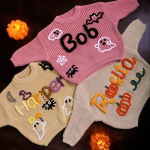 Personalized Halloween Baby Sweater,Kids Halloween Costume,Toddler Sweater with Name,Custom Halloween Outfit,Halloween Gift,Fall Style Gifts