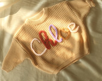 Personalized Baby Sweater, Custom Name Sweater, Embroidery Name Sweater, Newborn Girl Coming Home Outfit, Custom Knit for Babies, Baby Gifts