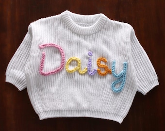 Name Sweater Baby Boy, Custom Baby Sweater Name, Toddler Sweater with Name, Embroidered Sweater for Newborns, Personalized Baby Gifts