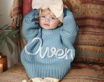 Cute Baby Sweater with Name, Baby Girls Gift, Embroider Baby Name Sweater, Crochet Name Sweater, Baby Shower Gifts, Gift Ideas for Baby