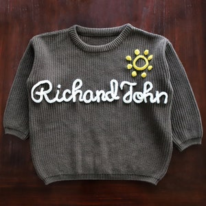 Name Sweater Baby Boy, Baby Knit Sweater with Name, Embroidered Sweater Baby, Kids and Baby Clothing, Personalized Baby Gift, Birthday Gifts image 3