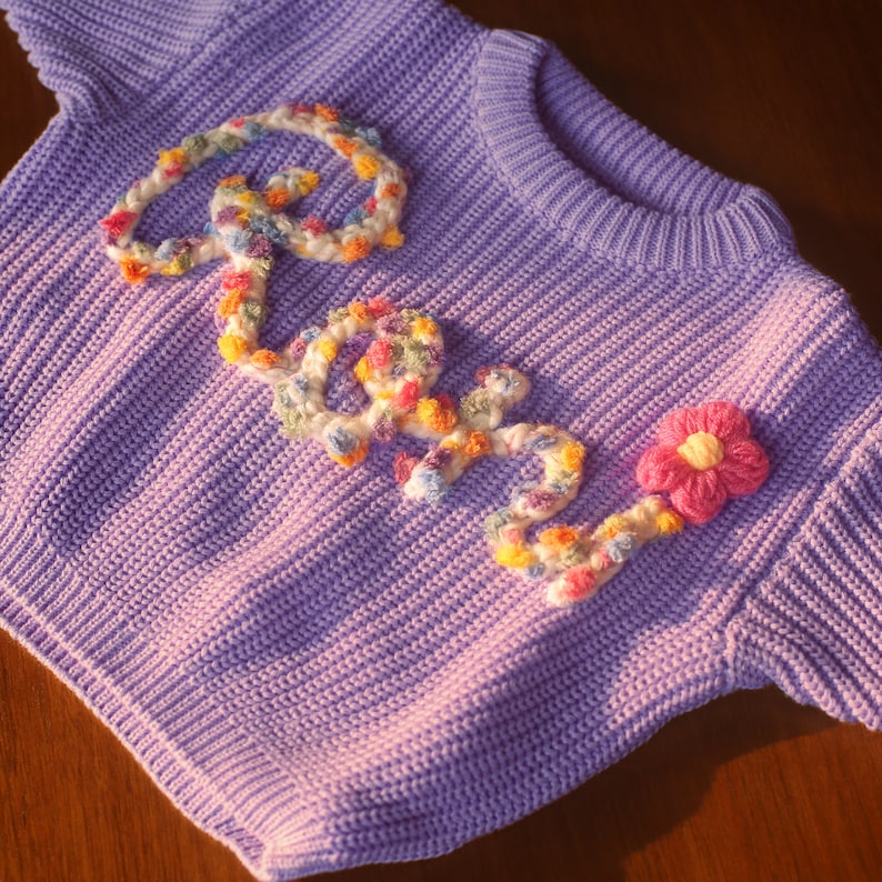 Personalized Baby Sweater, Custom Name Sweater, Embroidery Name Sweater, Newborn Girl Coming Home Outfit, Custom Knit for Babies, Baby Gifts zdjęcie 4