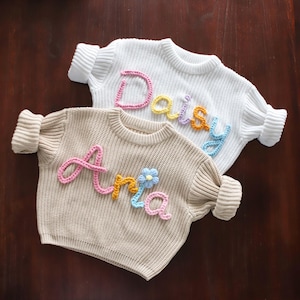 Personalized Baby Sweater, Custom Name Sweater Baby, Embroidery Name Sweater, Newborn Sweater, Chunky Knit Baby Sweater, Baby Shower Gifts