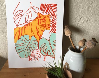 Tiger 9x12 Silkscreen Print