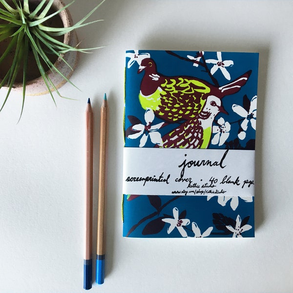 Turtle Doves Silkscreen Cover Handbound Journal
