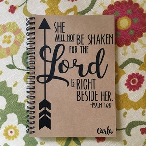 Personalized Journal She Will Not Be Shaken Psalm Etsy Personalized Journal She Will Not Be Shaken Psalm Etsy