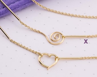 Heart chain, heart necklace. Fine, thin necklace with heart in 585 gold, innovative clasp solution, choker can be worn without a pendant