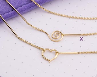 Heart chain, heart necklace. Fine, thin necklace with heart in 585 gold, innovative clasp solution, choker can be worn without a pendant