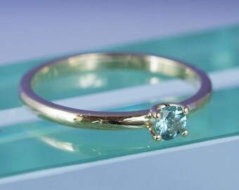 Beautiful stacking ring engagement ring 14k gold with tourmaline