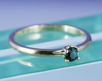 Beautiful stacking ring engagement ring 14k gold with tourmaline