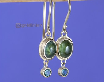 Beautiful dangling boho-style earrings in 14ct gold