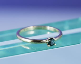 Beautiful stacking ring engagement ring 14k gold with tourmaline
