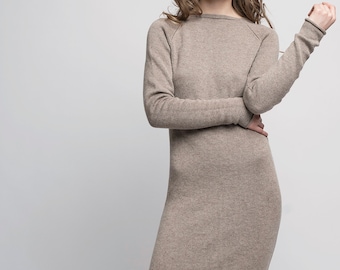 Cashmere and Merino wool long dress Winter dress Sweater dress Hand knitted dress