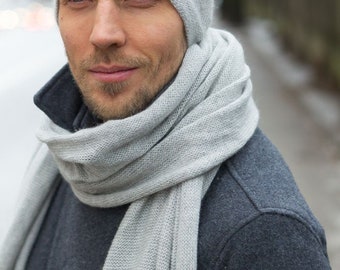 Pure Cashmere Knit Scarf Wrap - Cashmere Gift for Men