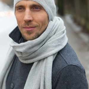 Pure Cashmere Knit Scarf Wrap Cashmere Gift for Men image 1