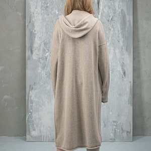 Hooded Long Cardigan with Pockets Oversized Sweater from Cashmere and Merino Wool image 4